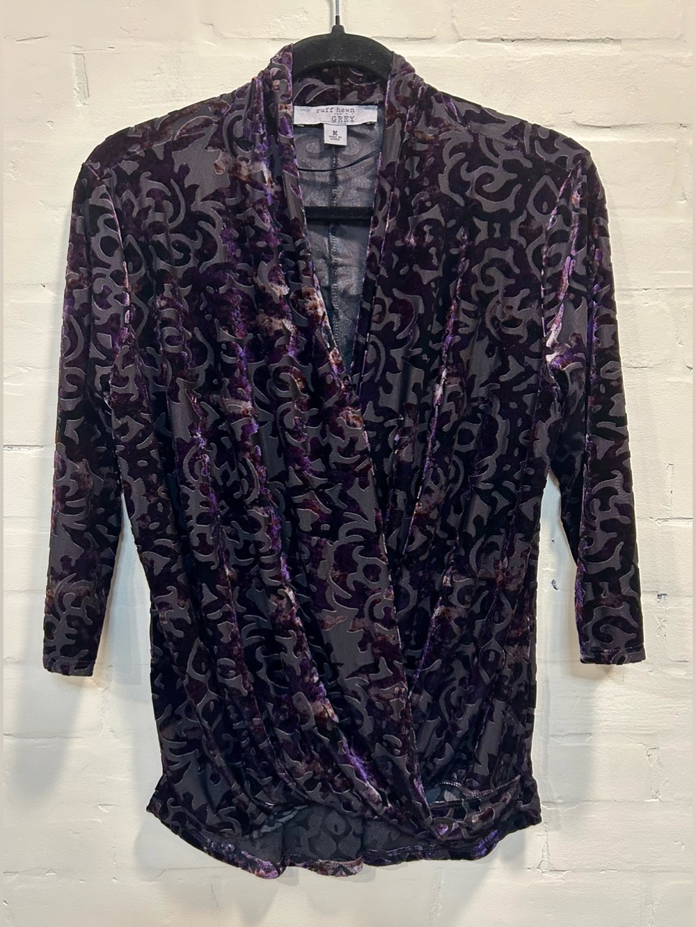 Ruff Hewn Black Purple Burnout Velvet Draped Tunic Top M Whimsigoth Vampirecore